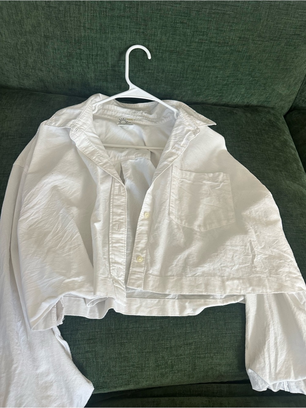 Cropped White Button-Up Shirt - Women